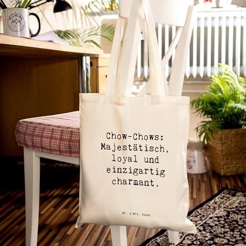 Mr. & Mrs. Panda Tragetasche Spruch Chow-Chow Charme - Geschenk, unabhängig, Badetasche, Hund, Stoffbeutel, Hunderasse, Jutetasche, Jutebeutel, von Mr. & Mrs. Panda