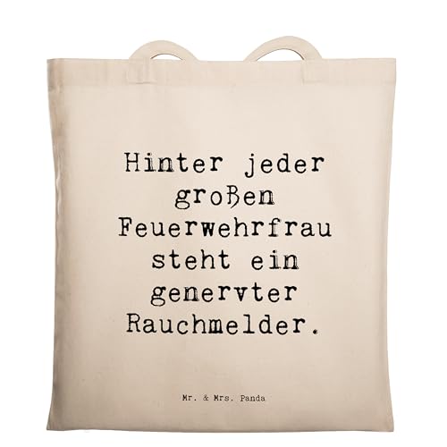 Mr. & Mrs. Panda Tragetasche Spruch Feuerwehrfrau Humor - Geschenk, lustiger Spruch, Stofftasche, Mut, Feuerwehrleben, Einkaufstüte, Einkaufstasche, von Mr. & Mrs. Panda