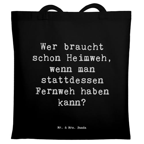 Mr. & Mrs. Panda Tragetasche Spruch Heimweh oder Fernweh - Geschenk, Abenteuerlust, Motivation, Emotionen, Zitat, Nostalgie, Inspiration, Trost, von Mr. & Mrs. Panda