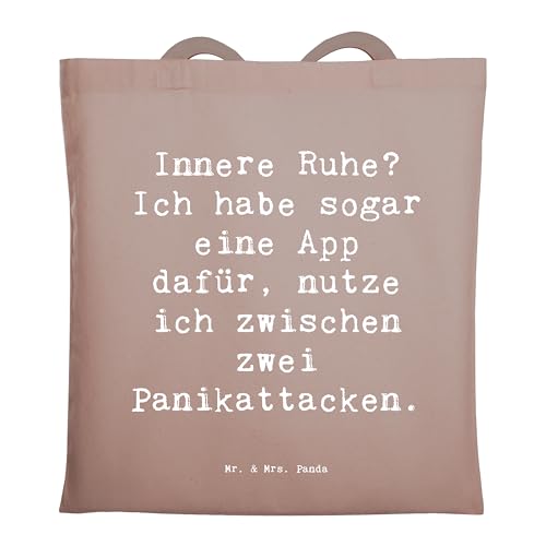 Mr. & Mrs. Panda Tragetasche Spruch Innere Ruhe - Geschenk, stressige Zeiten, Umhängetasche, Humor, Jutebeutel, Zitat, Beuteltasche, Seelenfrieden, von Mr. & Mrs. Panda