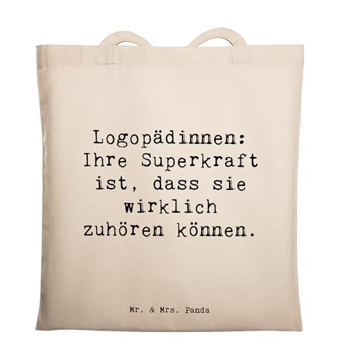 Mr. & Mrs. Panda Tragetasche Spruch Logopädin Superkraft - Geschenk, Einfühlungsvermögen, Lebensqualität, Erwachsene, Einkaufstüte, wirklich zuhören, Mr. & Mrs. Panda Tragetasche Spruch Logopädin Superkraft - Geschenk, Einfühlungsvermögen, Lebensqualität, Erwachsene, Einkaufstüte, wirklich zuhören, von Mr. & Mrs. Panda