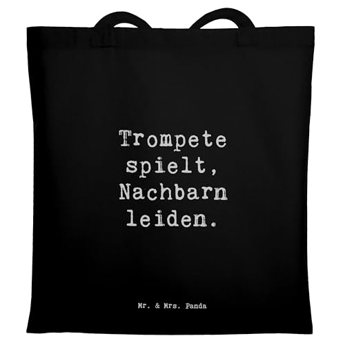 Mr. & Mrs. Panda Tragetasche Spruch Trompete Freude - Geschenk, Musikerleben, jazzig, Strandtasche, Umhängetasche, musikalische Akzente, von Mr. & Mrs. Panda