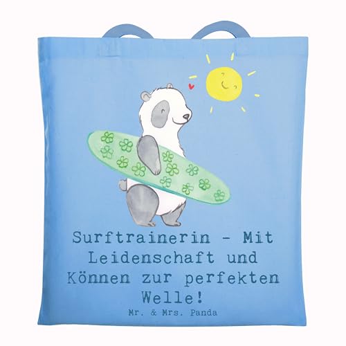 Mr. & Mrs. Panda Tragetasche Surfen Trainerin - Geschenk, Surfunterricht, Surfcoach, Jutetasche, Umhängetasche, Surfen Skills, Beutel, Surftrainerin, von Mr. & Mrs. Panda