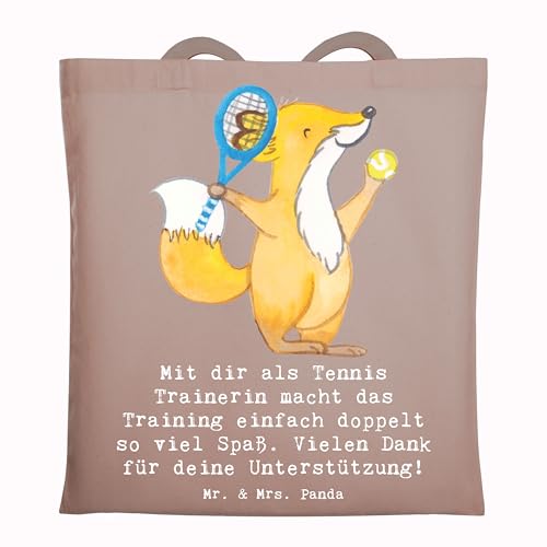 Mr. & Mrs. Panda Tragetasche Tennis Trainerin Spaß - Geschenk, Training, Sportarten Trainerin, Erinnerungsgeschenk Trainerin, Freude, Schultertasche, von Mr. & Mrs. Panda