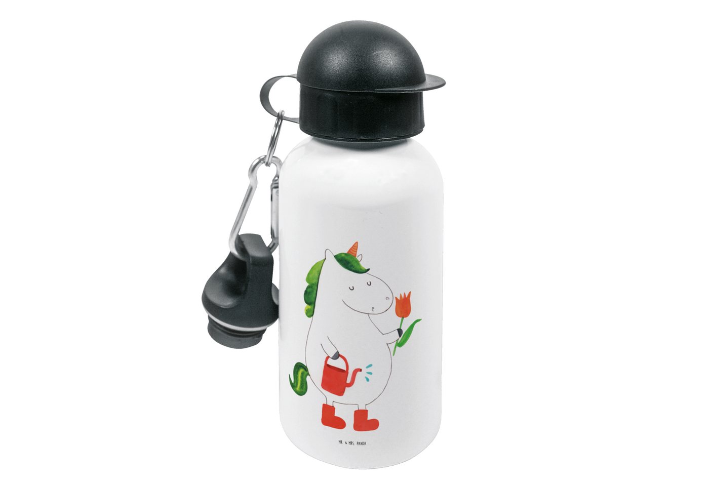 Mr. & Mrs. Panda Trinkflasche Einhorn Gärtner - Weiß - Geschenk, Kindertrinkflasche, Mädchen, Kinde, Leicht zu öffnen von Mr. & Mrs. Panda