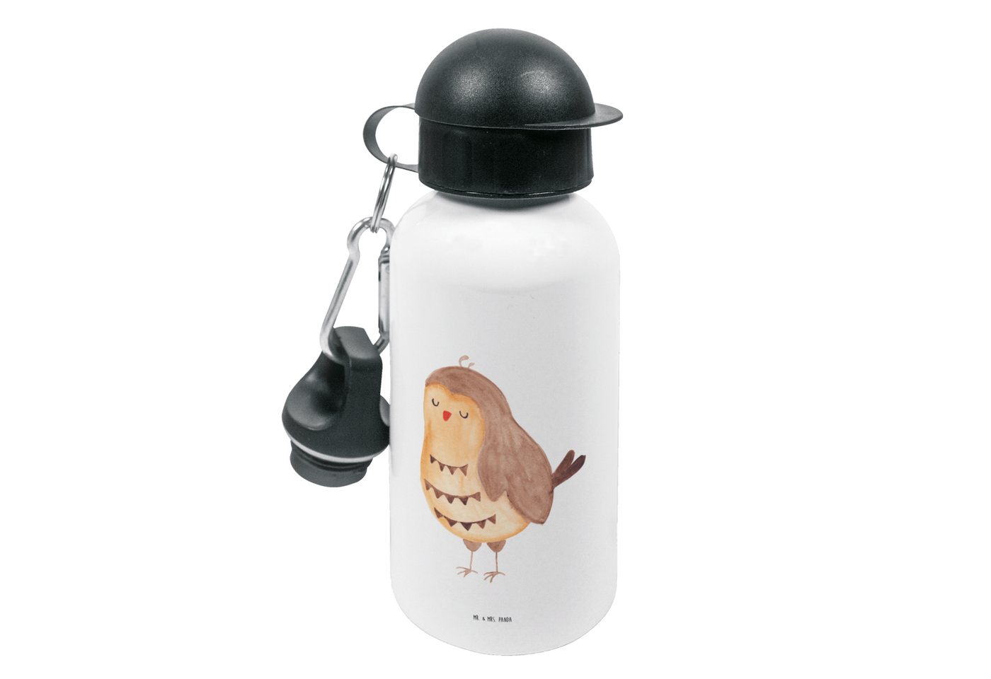 Mr. & Mrs. Panda Trinkflasche Eule Zufrieden - Weiß - Geschenk, Geschenk Hochzeitstag, Mädchen, Kin, Leicht zu öffnen von Mr. & Mrs. Panda