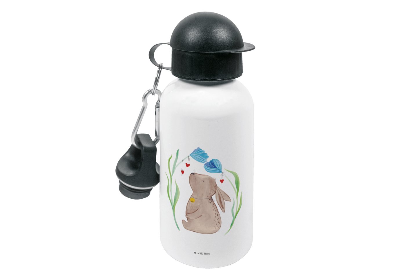 Mr. & Mrs. Panda Trinkflasche Hase Blume - Weiß - Geschenk, Kindertrinkflasche, Schwangerschaft, Os, Bruch- und auslaufsicher von Mr. & Mrs. Panda