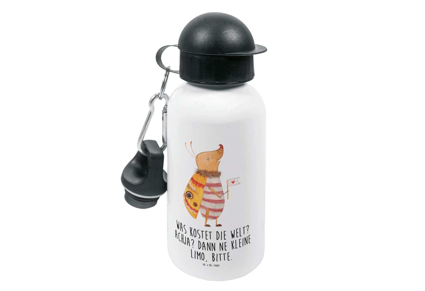 Mr. & Mrs. Panda Trinkflasche Nachtfalter Fähnchen - Weiß - Geschenk, Kinder, Tiere, Trinkflasche, Mundstück mit Deckel von Mr. & Mrs. Panda