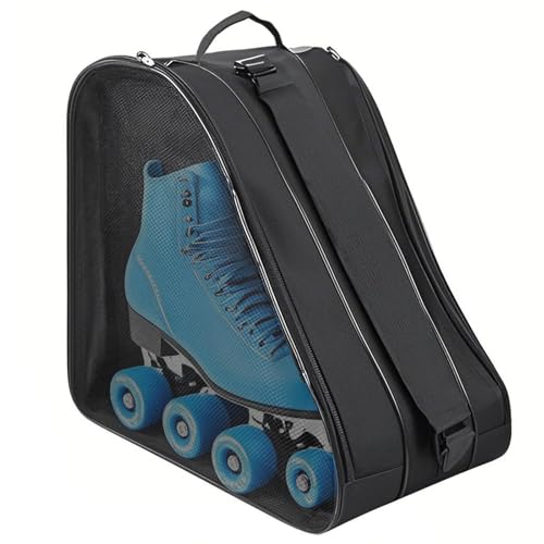 Mritrit Schlittschuhtasche Rollschuhe Tasche Inliner Tasche Kinder Eishockey Bag Skischuhtasche mit Verstellbar Trageriemen für Rollschuhe und Eislaufschuhe (Schwarz) von Mritrit