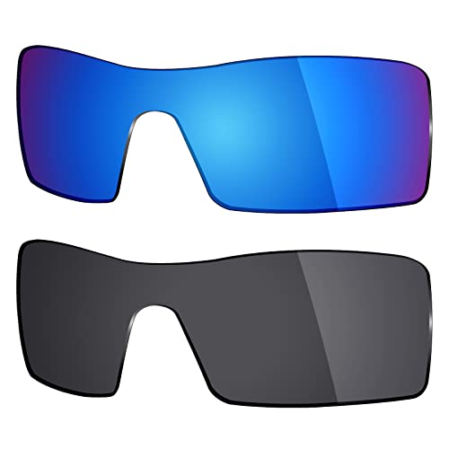 MRY 2 Paar Polarisierte Ersatz Gläser für Oakley Oil Rig Sonnenbrille – Rich Option Farben, Stealth Black & Ice Blue von Mryok