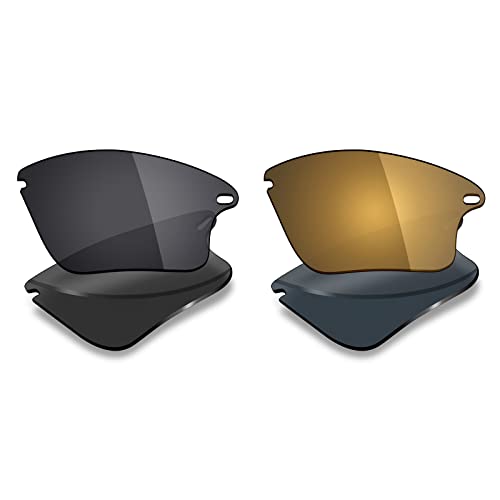 Mryok 2 Paar polarisierte Ersatzgläser für Oakley Fast Jacket XL Sonnenbrille – Optionen, Stealth Black & Bronze Gold, Einheitsgröße von Mryok
