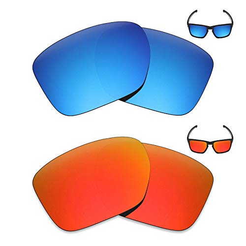 Mryok 2 Paar polarisierte Ersatzgläser für Oakley Silver XL Sonnenbrille – Optionen, Ice Blue & Fire Red, Einheitsgröße von Mryok