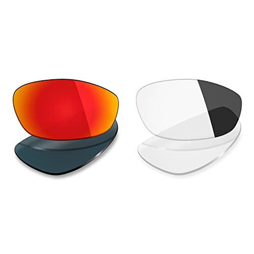 Mryok polarisierte Ersatzgläser für Oakley Whisker Sonnenbrillen, 2 Paar, Fire Red & Eclipse Grey Photochromic, Einheitsgröße von Mryok