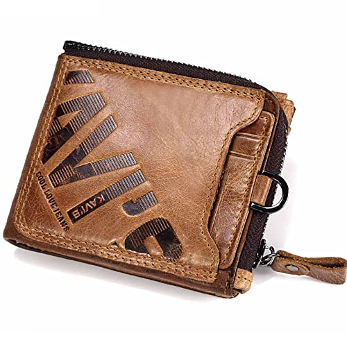 Geldbörse Herren Echtes Leder Brieftasche mit Münzfach und RFID Schutz Kartenetui Slim Wallet Klein Geldbeutel Vintage Leder Portemonnaies mit 8 Kartenfächern Portmonee Geldbeutel Portmonee,Brown von MsiDtsoy