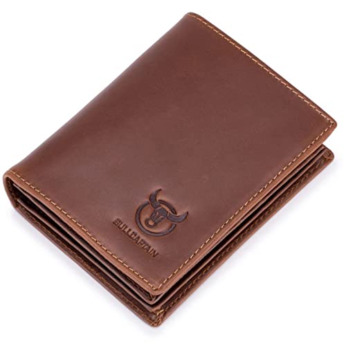 Geldbörse Herren Slim Wallet RFID Schutz Bifold Echtem Leder Brieftasche Geldbörse Vertikale Portemonnaie Mini Vintage Geldbeutel mit 16 Kartenschlitz Brieftasche Portemonnaie portmonee,Brown von MsiDtsoy