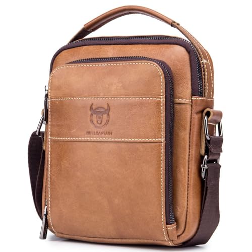 MsiDtsoy Umhängetasche Herren Schultertasche Leder Herrenhandtasche Businesstasche Aktentasche Vintage Messenger Bag Herrentasche Shulder Bag Brusttasche Crossbody Sling Reisetasche,Brown von MsiDtsoy