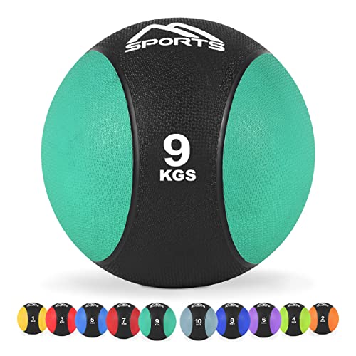 MSPORTS Medizinball 1 – 10 kg – Professionelle Studio-Qualität inkl. Übungsposter Gymnastikbälle (9 kg - Smaragdgrün) von MSPORTS