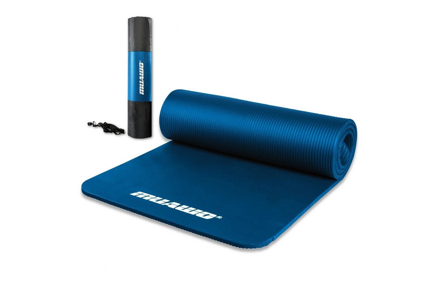 Muawo Fitnessmatte, Yogamatte, Sportmatte und Gymnastikmatte (mit Tragegurt und Trage-/ Aufbewahrungstasche), extra dick 15 mm & extra lang 190 cm, PHTHALATFREI, kein Chemie Geruch von Muawo