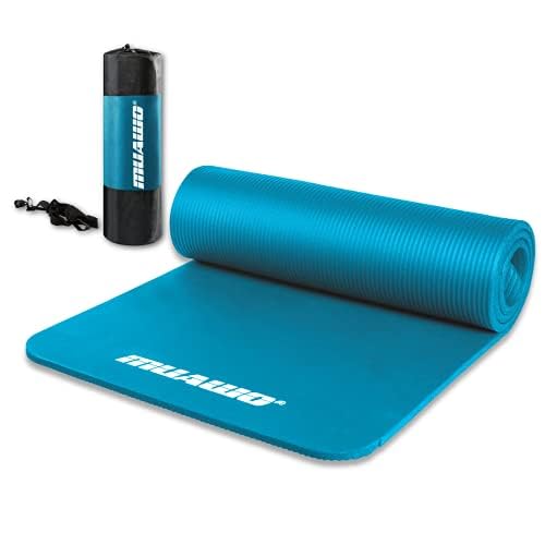 Muawo Premium Sportmatte und Fitnessmatte, perfekt als Yogamatte, Gymnastikmatte, Trainingsmatte | rutschfest | extra-dick & extra-lang | 190 cm Länge x 100 cm Breite x 1,5 cm Dicke - Hellblau von Muawo