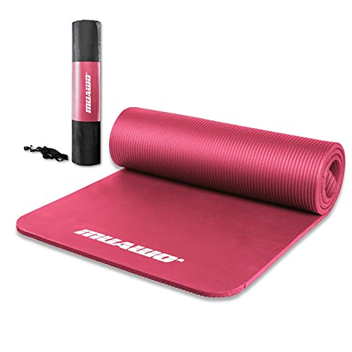 Muawo Premium Sportmatte & Fitnessmatte | mit Tasche & Gurt | Yogamatte, Gymnastikmatte, Trainingsmatte | rutschfest | extra-dick & extra-lang | 190 cm Länge x 100 cm Breite x 1,5 cm Dicke - Pink von Muawo