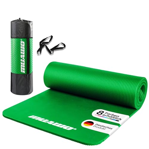 Muawo Premium Sportmatte und Fitnessmatte, perfekt als Yogamatte, Gymnastikmatte, Trainingsmatte | rutschfest | extra-dick & extra-lang | 190 cm Länge x 100 cm Breite x 1,5 cm Dicke - Grün von Muawo