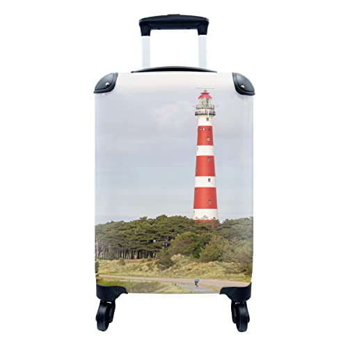 MuchoWow© Koffer Handgepäck Trolley Rollkoffer Kleine Reisekoffer mit 4 Rollen - Insel - Leuchtturm - Niederlande - Cabin Size < 55x40x23 & 55x40x20 cm - Fotokoffer - Kabinenkoffer - Boardgepäck von MuchoWow