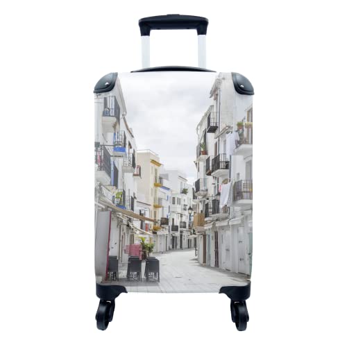 MuchoWow© Koffer Handgepäck Trolley Rollkoffer Kleine Reisekoffer mit 4 Rollen - Straße in Ibiza - Cabin Size < 55x40x23 & 55x40x20 cm - Fotokoffer - Kabinenkoffer - Boardgepäck von MuchoWow