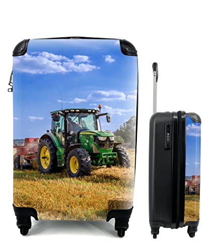 MuchoWow© Koffer Handgepäck Trolley Rollkoffer Kleine Reisekoffer mit 4 Rollen - Traktor - Bauernhof - Heu - Feld - Sonne - Landleben - Cabin Size < 55x40x23 & 55x40x20 cm - Fotokoffer - von MuchoWow