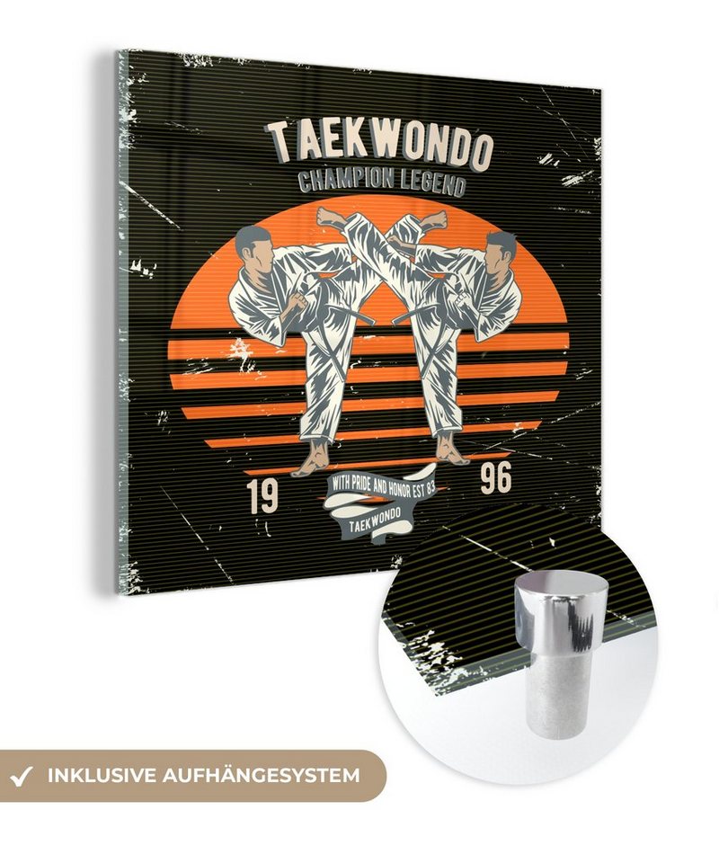 MuchoWow Acrylglasbild Jahrgang - Sport - Taekwondo, (1 St), Glasbilder - Bilder auf Glas Wandbild - Foto auf Glas - Wanddekoration von MuchoWow