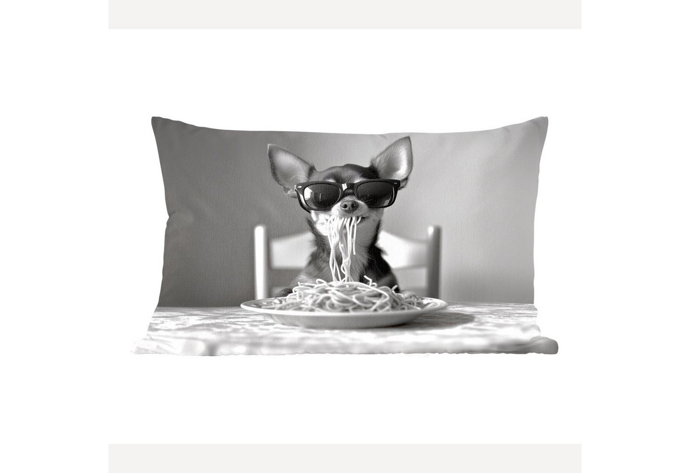 MuchoWow Dekokissen Chihuahua - Hund - Sonnenbrille - Humorvoll - Schwarz - Weiß - Spaghet, Zierkissen mit Füllung für Wohnzimmer, Sofakissen, 40x40 cm MuchoWow Dekokissen Chihuahua - Hund - Sonnenbrille - Humorvoll - Schwarz - Weiß - Spaghet, Zierkissen mit Füllung für Wohnzimmer, Sofakissen, 40x40 cm von MuchoWow
