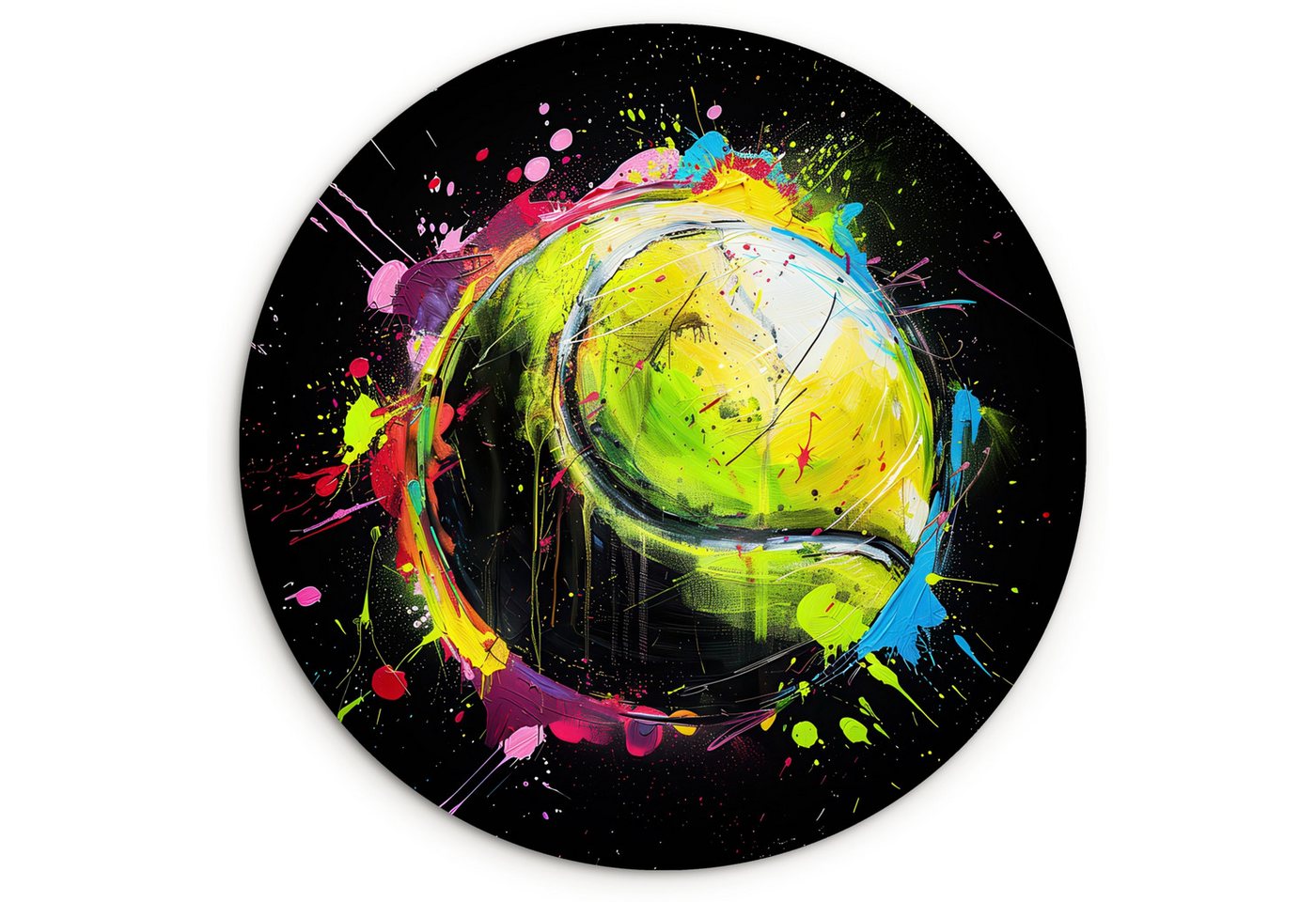 MuchoWow Gemälde Graffiti - Sport - Tennis - Padel - Ball, Fotodruck (1 St), Kreis Wanddekoration, Rundes Wandbild, 30x30 cm von MuchoWow