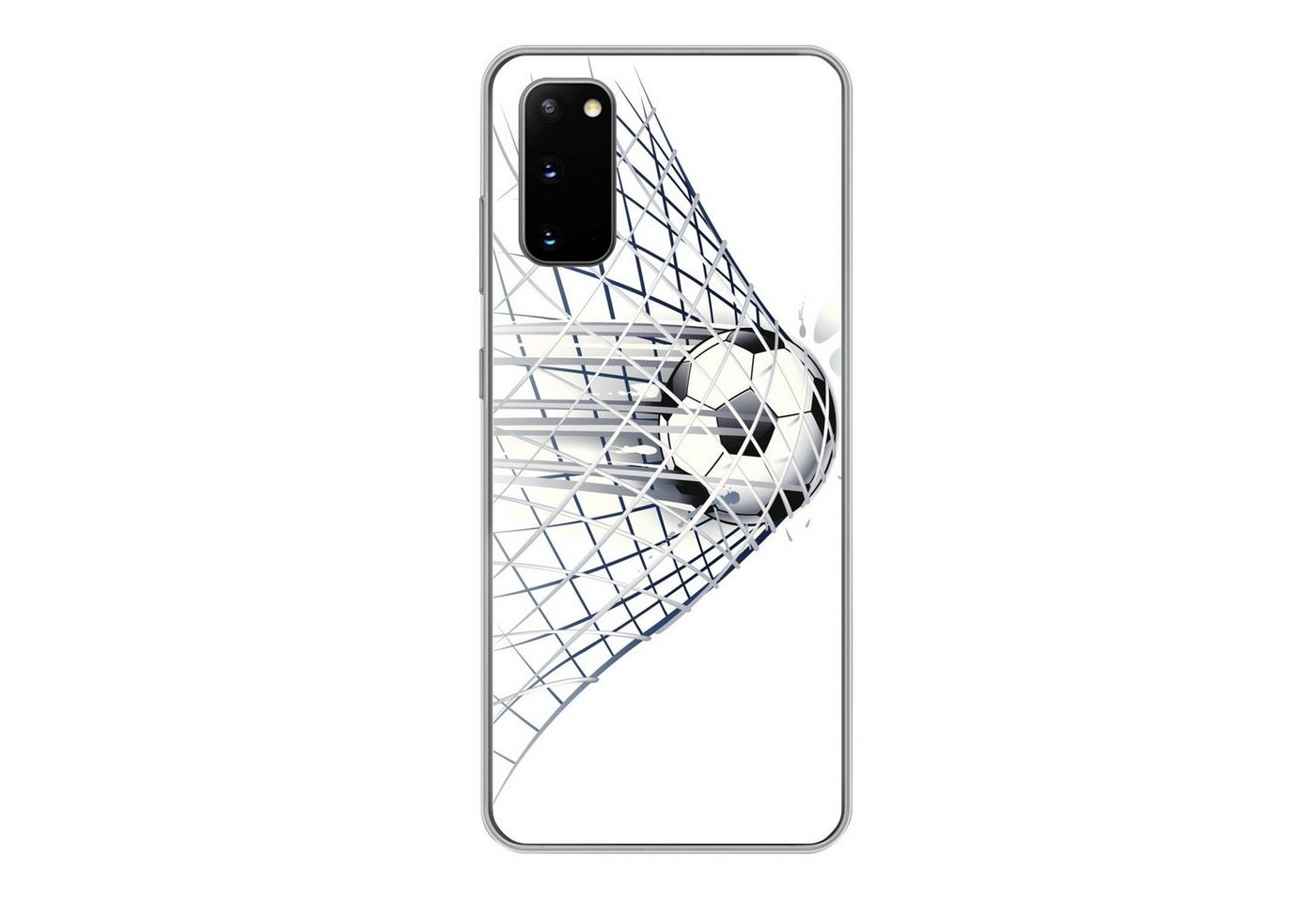 MuchoWow Handyhülle Eine Illustration eines Fußballs, der ins Tor geht - Jungen - Mädchen, Phone Case, Silikon, Schutzhülle, Handyhülle von MuchoWow