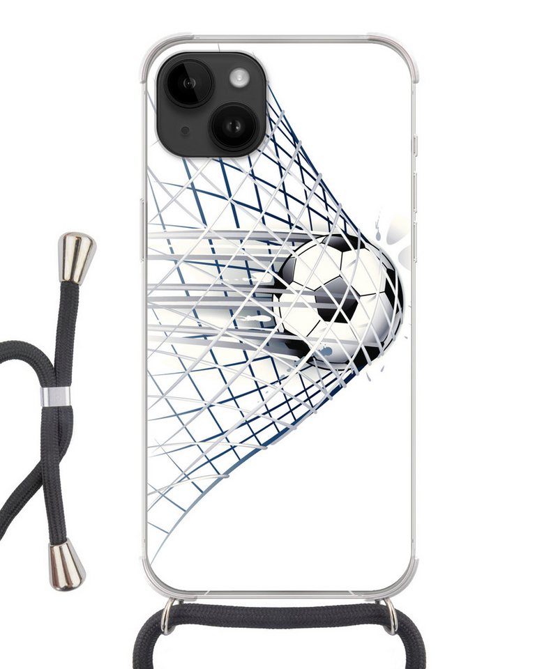 MuchoWow Handyhülle Eine Illustration eines Fußballs, der ins Tor geht - Jungen - Mädchen MuchoWow Handyhülle Eine Illustration eines Fußballs, der ins Tor geht - Jungen - Mädchen von MuchoWow