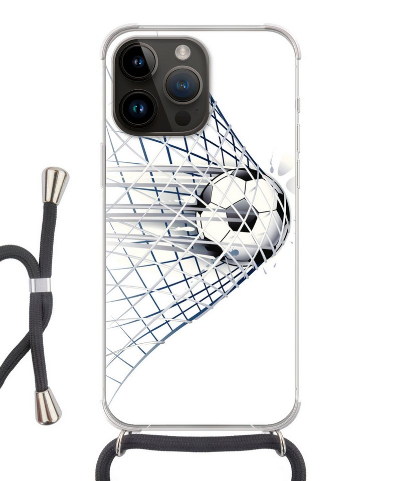 MuchoWow Handyhülle Eine Illustration eines Fußballs, der ins Tor geht - Jungen - Mädchen MuchoWow Handyhülle Eine Illustration eines Fußballs, der ins Tor geht - Jungen - Mädchen von MuchoWow