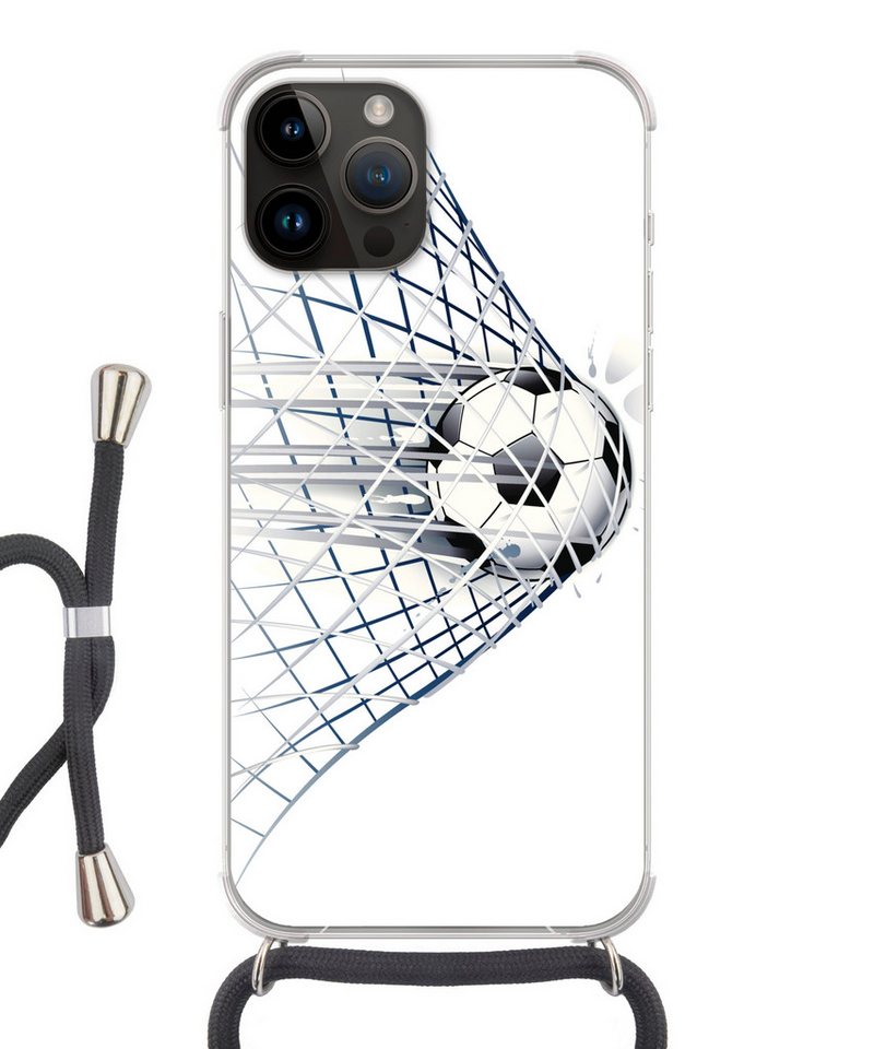MuchoWow Handyhülle Eine Illustration eines Fußballs, der ins Tor geht - Jungen - Mädchen MuchoWow Handyhülle Eine Illustration eines Fußballs, der ins Tor geht - Jungen - Mädchen von MuchoWow