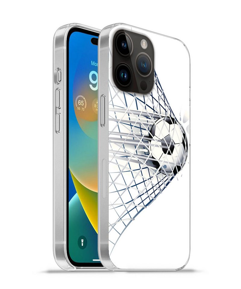 MuchoWow Handyhülle Eine Illustration eines Fußballs, der ins Tor geht - Jungen - Mädchen MuchoWow Handyhülle Eine Illustration eines Fußballs, der ins Tor geht - Jungen - Mädchen von MuchoWow