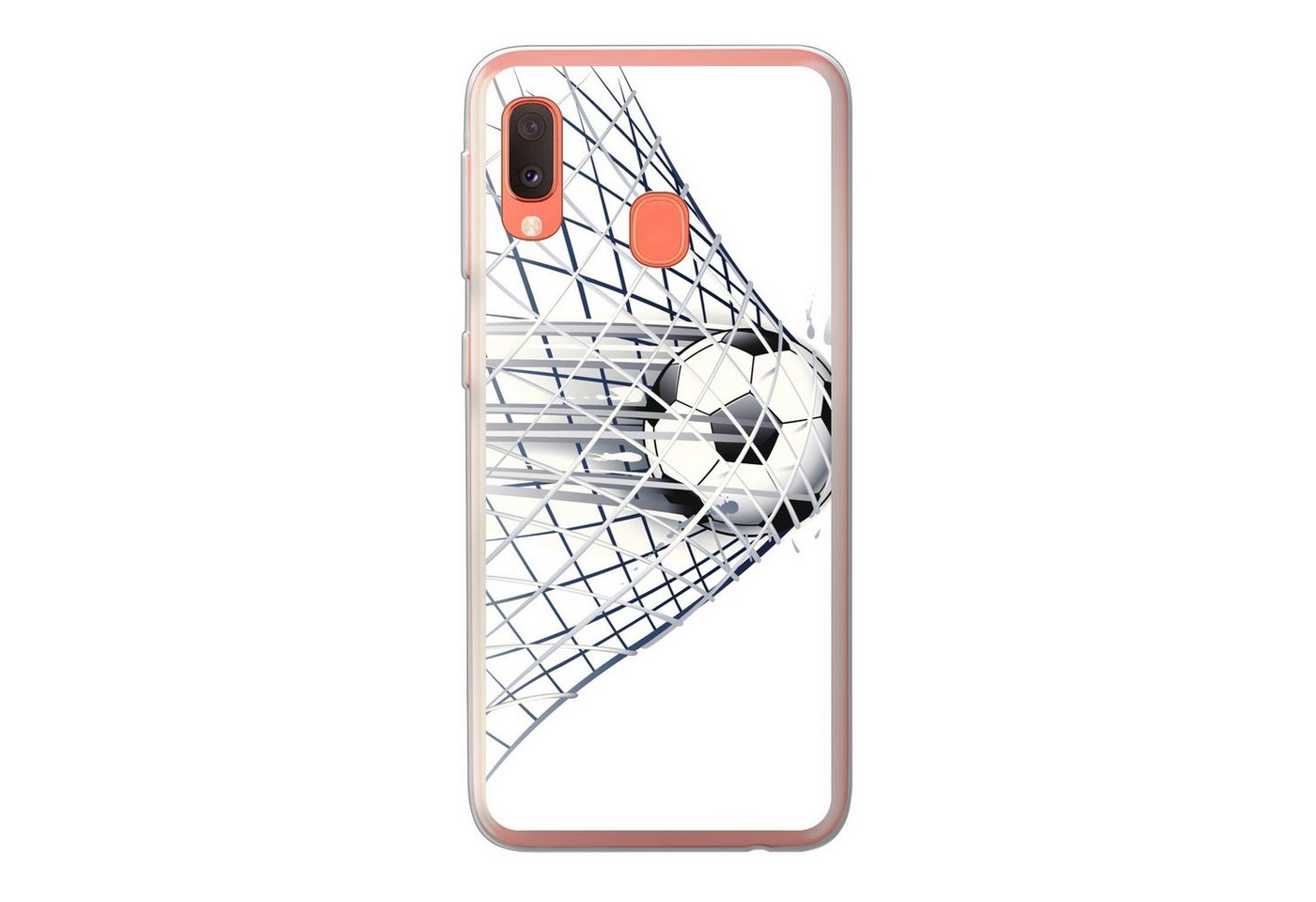 MuchoWow Handyhülle Eine Illustration eines Fußballs, der ins Tor geht - Jungen - Mädchen MuchoWow Handyhülle Eine Illustration eines Fußballs, der ins Tor geht - Jungen - Mädchen von MuchoWow