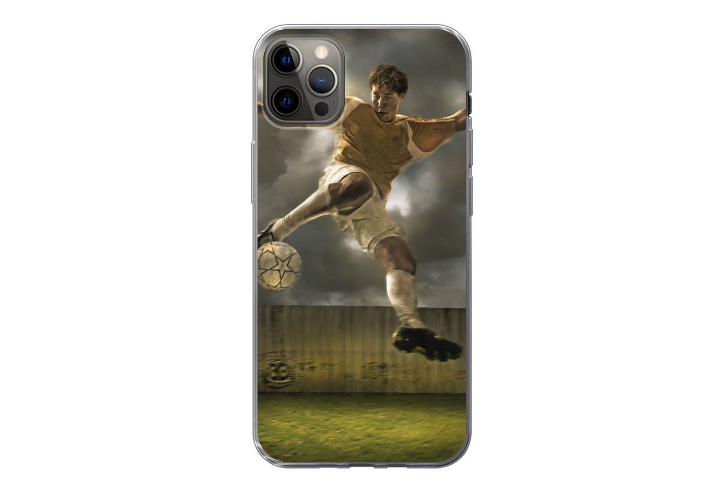 MuchoWow Handyhülle für Apple iPhone 12 Pro Max Eine Illustration eines Fußballspielers, d, Smartphone-Bumper, Print, Handy Schutzhülle Dünn MuchoWow Handyhülle für Apple iPhone 12 Pro Max Eine Illustration eines Fußballspielers, d, Smartphone-Bumper, Print, Handy Schutzhülle Dünn von MuchoWow