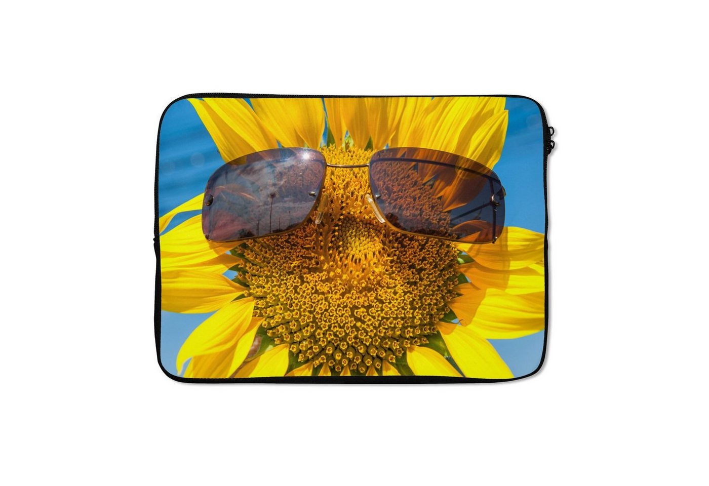 MuchoWow Laptop-Hülle Sonnenblume mit Sonnenbrille von MuchoWow