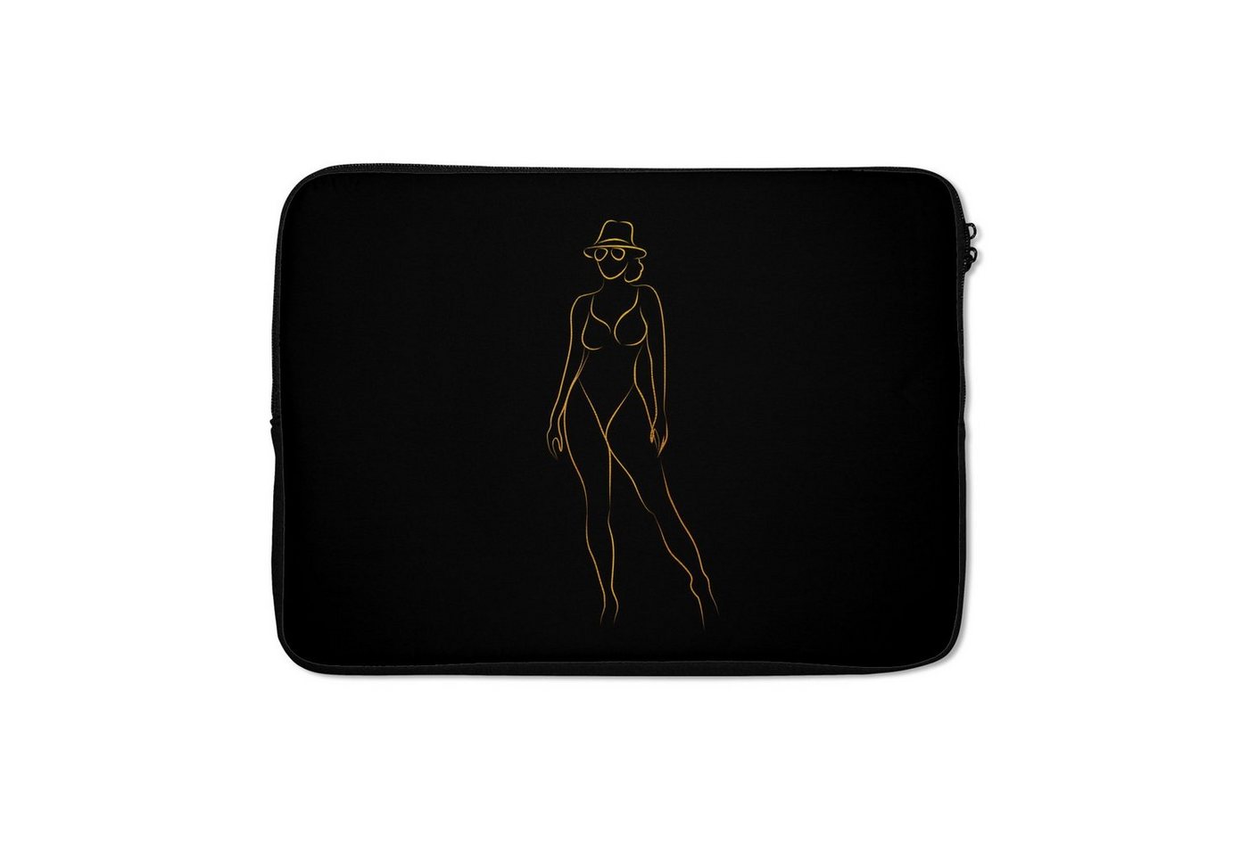 MuchoWow Laptop-Hülle Sonnenbrille - Schwarz - Gold - Linienkunst MuchoWow Laptop-Hülle Sonnenbrille - Schwarz - Gold - Linienkunst von MuchoWow