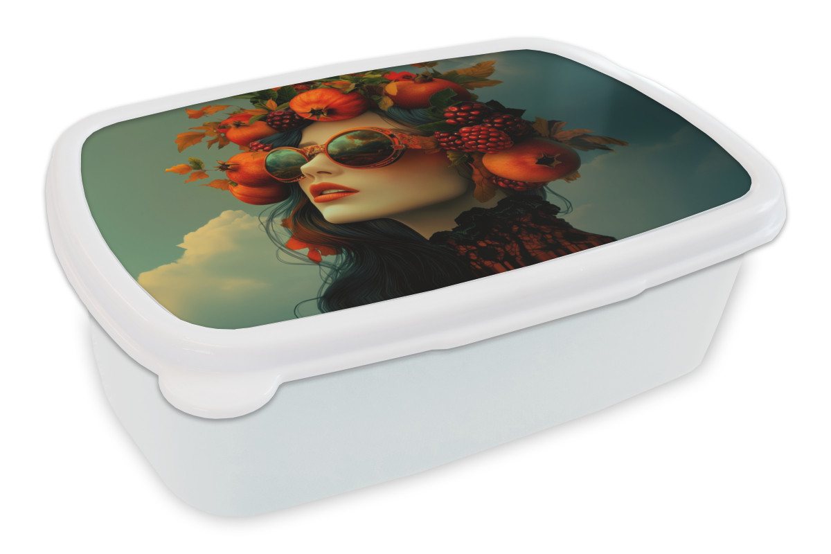 MuchoWow Lunchbox Frau - Granatapfel - Herbst - Sonnenbrille, Kunststoff, (2-tlg), Brotdose Schule oder Arbeit, Brotbox für Kinder und Erwachsene MuchoWow Lunchbox Frau - Granatapfel - Herbst - Sonnenbrille, Kunststoff, (2-tlg), Brotdose Schule oder Arbeit, Brotbox für Kinder und Erwachsene von MuchoWow