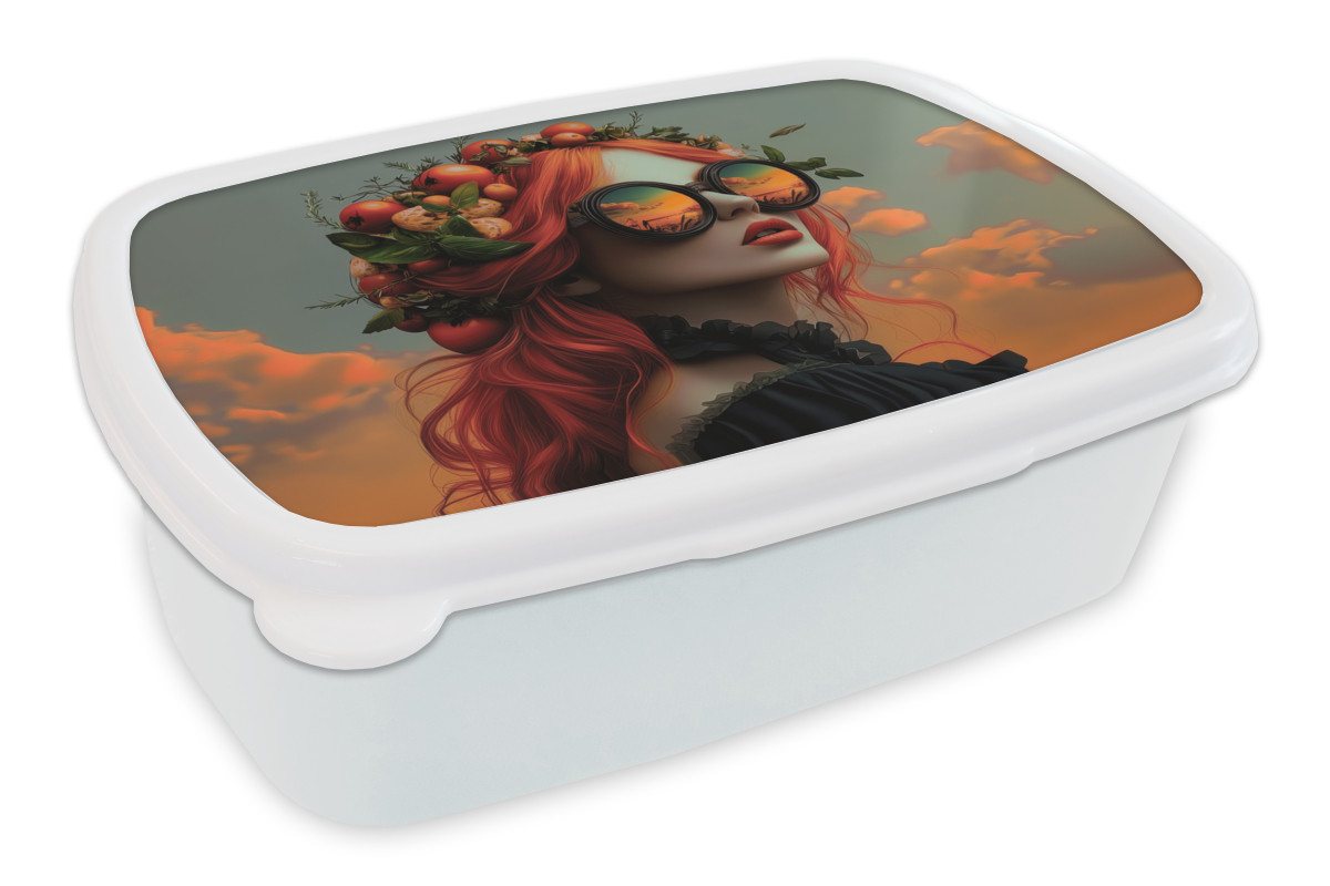 MuchoWow Lunchbox Frau - Krone - Tomate - Bascilicum - Sonnenbrille, Kunststoff, (2-tlg), Brotdose Schule oder Arbeit, Brotbox für Kinder und Erwachsene MuchoWow Lunchbox Frau - Krone - Tomate - Bascilicum - Sonnenbrille, Kunststoff, (2-tlg), Brotdose Schule oder Arbeit, Brotbox für Kinder und Erwachsene von MuchoWow