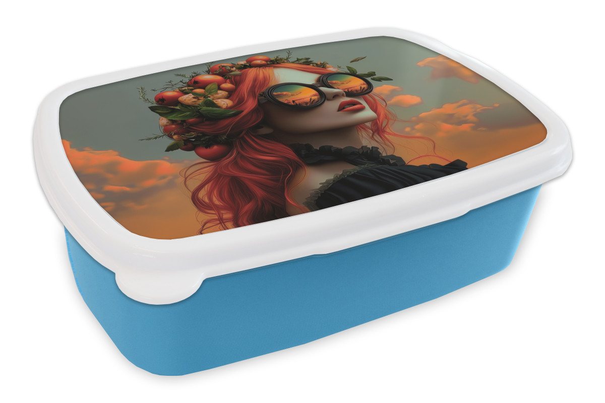 MuchoWow Lunchbox Frau - Krone - Tomate - Bascilicum - Sonnenbrille, Kunststoff, (2-tlg), Brotdose, Lunchbox, Brotbox für Kinder und Erwachsene MuchoWow Lunchbox Frau - Krone - Tomate - Bascilicum - Sonnenbrille, Kunststoff, (2-tlg), Brotdose, Lunchbox, Brotbox für Kinder und Erwachsene von MuchoWow