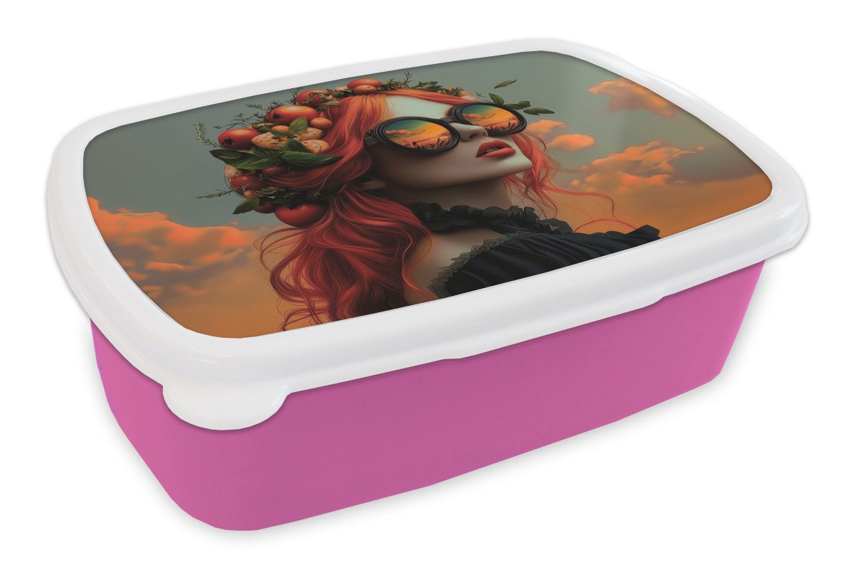 MuchoWow Lunchbox Frau - Krone - Tomate - Bascilicum - Sonnenbrille, Kunststoff, (2-tlg), Brotdosen, Lunch Box, Brotbox für Kinder und Erwachsene MuchoWow Lunchbox Frau - Krone - Tomate - Bascilicum - Sonnenbrille, Kunststoff, (2-tlg), Brotdosen, Lunch Box, Brotbox für Kinder und Erwachsene von MuchoWow