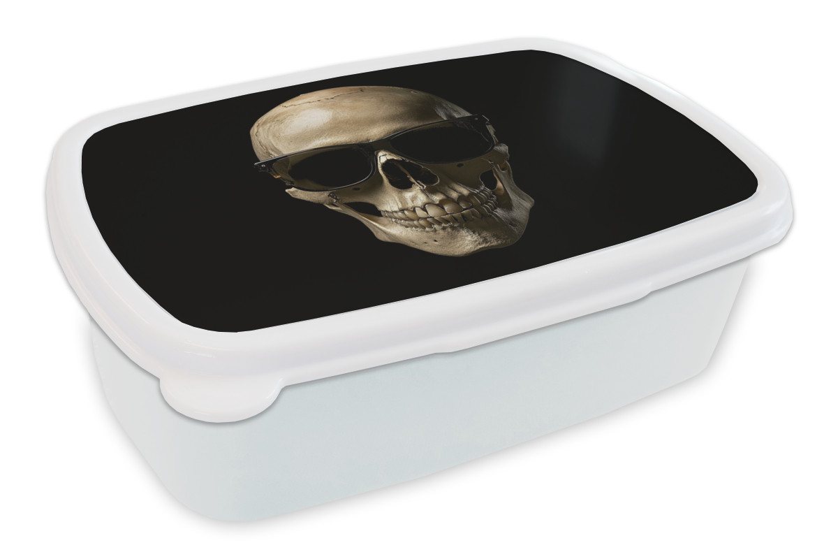 MuchoWow Lunchbox Skelett - Sonnenbrille - Zähne - Totenkopf - Schwarz, Kunststoff, (2-tlg), Brotdose Schule oder Arbeit, Brotbox für Kinder und Erwachsene MuchoWow Lunchbox Skelett - Sonnenbrille - Zähne - Totenkopf - Schwarz, Kunststoff, (2-tlg), Brotdose Schule oder Arbeit, Brotbox für Kinder und Erwachsene von MuchoWow