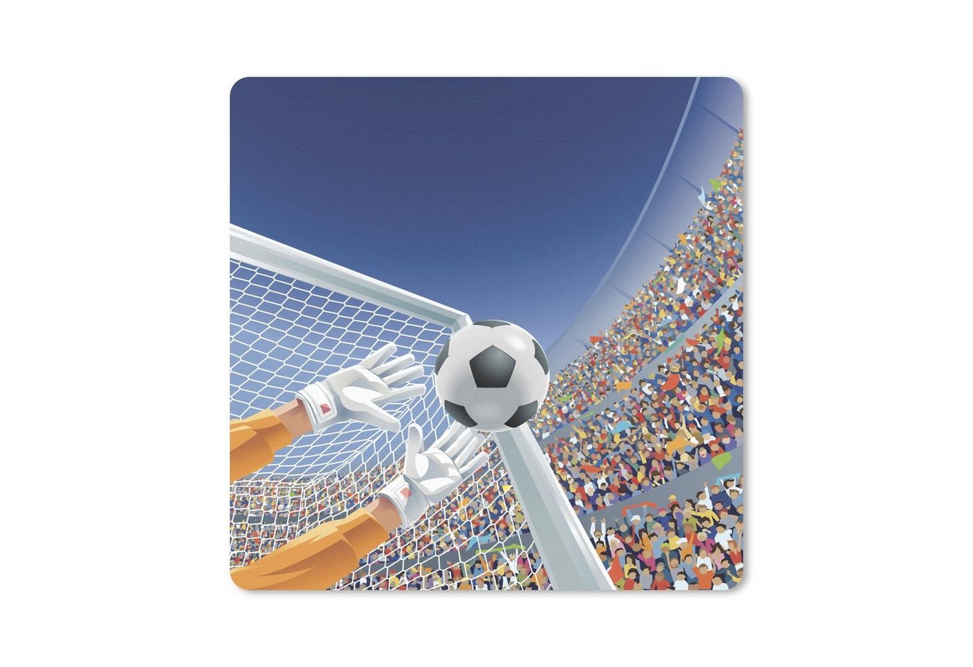 MuchoWow Mauspad Eine Illustration eines Torwarts, der den Fußball stoppt - Junge - Mäd (1-St), Mousepad, Schreibtisch Zubehör, Deko, 20x20 cm von MuchoWow