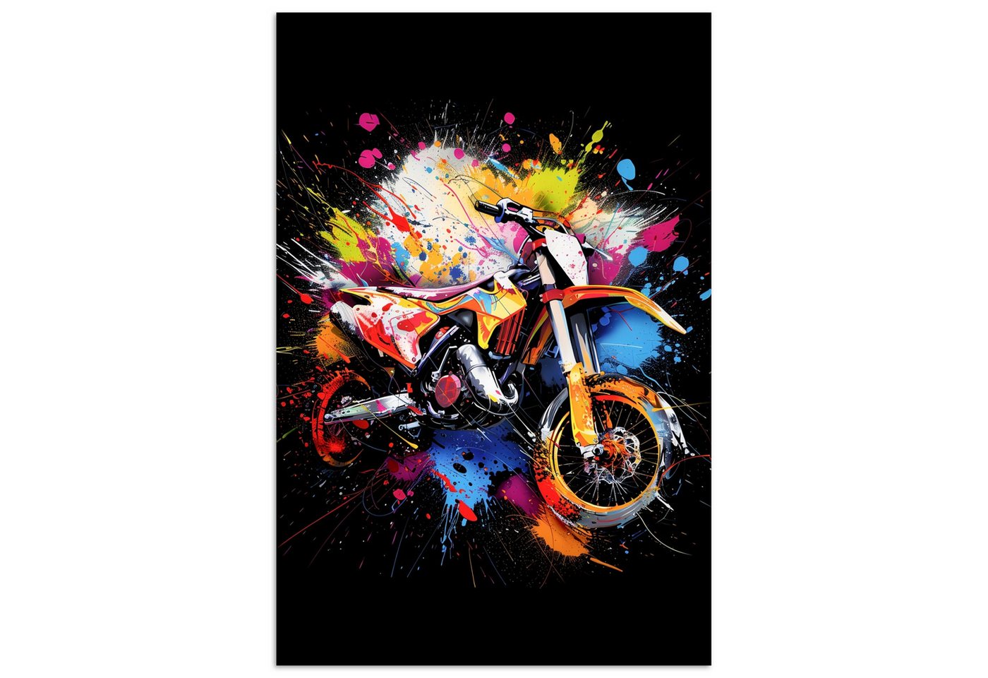 MuchoWow Poster Graffiti - Sport - Motorrad - Motocross, (1 St), Poster ohne Rahmen, Wandbild, Wandposter, 20x30 cm von MuchoWow