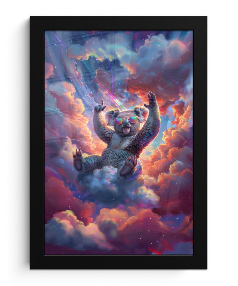 MuchoWow Poster Koala - Tier - Sonnenbrille - Wolken, (1 St), Bilderrahmen, Zimmer Deko, Bild für Wohnzimmer, 20x30 cm von MuchoWow