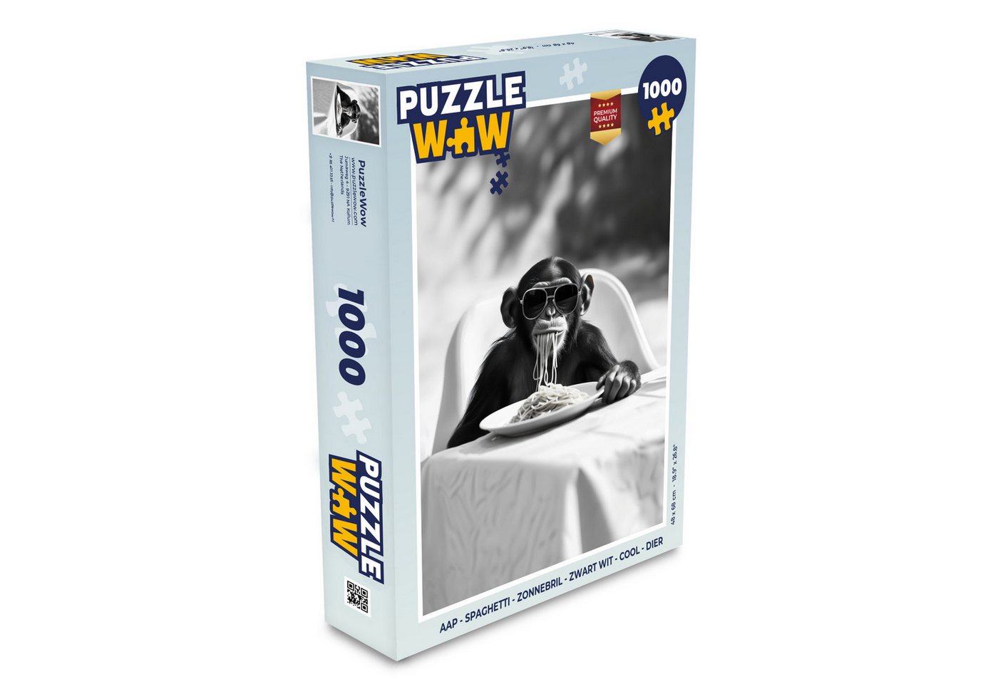 MuchoWow Puzzle Affe - Spaghetti - Sonnenbrille - Schwarz und weiß - Cool - Tier, 1000 Puzzleteile, Foto-Puzzle, Bilderrätsel, Puzzlespiele, Klassisch MuchoWow Puzzle Affe - Spaghetti - Sonnenbrille - Schwarz und weiß - Cool - Tier, 1000 Puzzleteile, Foto-Puzzle, Bilderrätsel, Puzzlespiele, Klassisch von MuchoWow