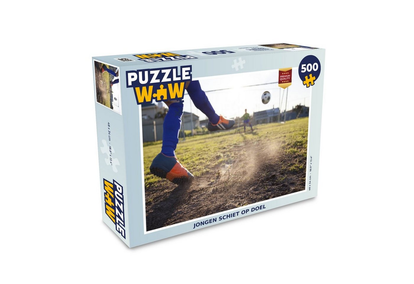 MuchoWow Puzzle Junge schießt aufs Tor, 500 Puzzleteile, Foto-Puzzle, Bilderrätsel, Puzzlespiele, Spielzeug von MuchoWow